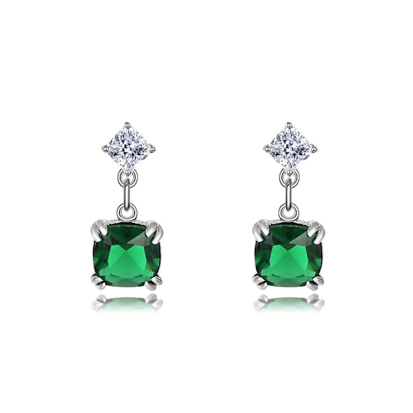 Par örhängen S925 sterling silver smaragd hänge färgad ädelsten färgade örhängen jul