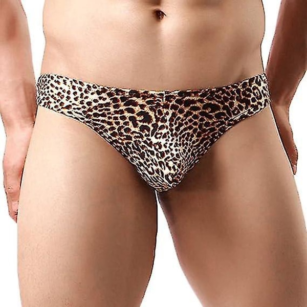 Print stringtrosa för män G-string underkläder Gray leopard print L