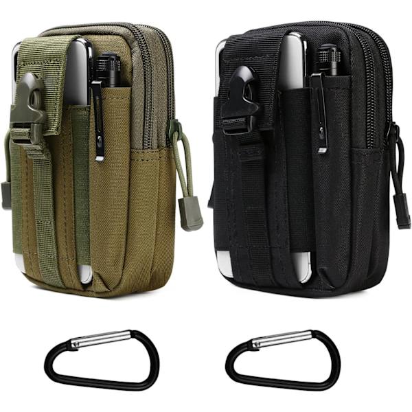Taktiska midjeväskor, Universal midjeväska för utomhusbruk | Molle EDC Pou 12 Svart & Blå- 2Pack