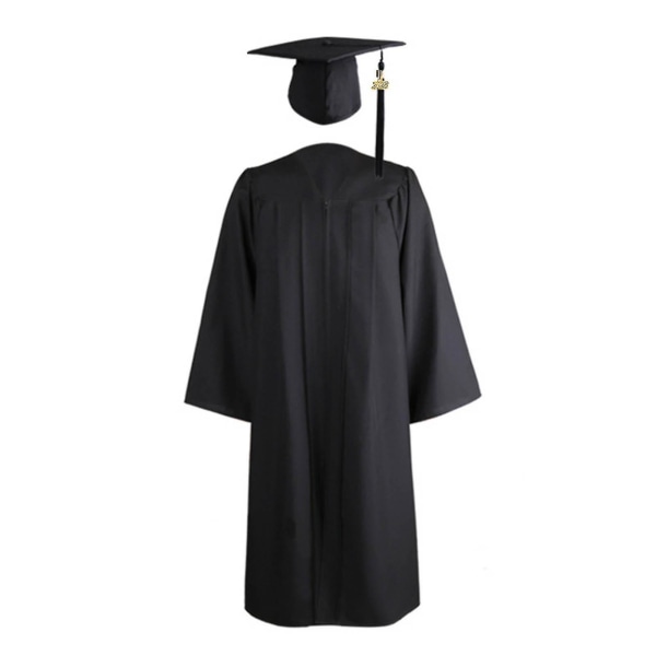 1 Set examen Klänning Hatt Tofs Dragkedja Bachelor Akademisk Klänning Black 3XL