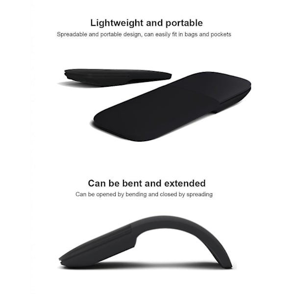 Bluetooth 4.0 Vikbar Trådlös Mus Arc Touch Roller Dator Tyst 2.4G black