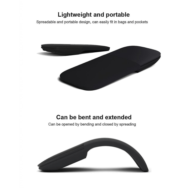 Bluetooth 4.0 Vikbar Trådlös Mus Arc Touch Roller Dator Tyst Bluetooth black