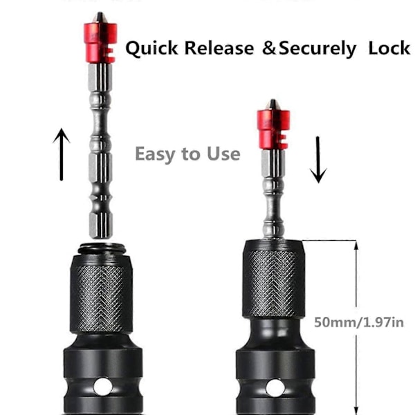 2-pack 1/2\" Fyrkant till 1/4\" Hex Socket Adapter, Snabbkopplings Impact Spärrchuck Converter och Skruvmejsel Bit Hållare Socket