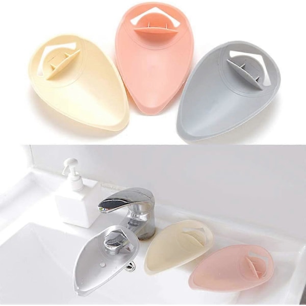 3 Kranförlängare för Diskbänk, Kranförlängare för Barn, Handtagsförlängning i Plast (Rosa, Grå, Beige)