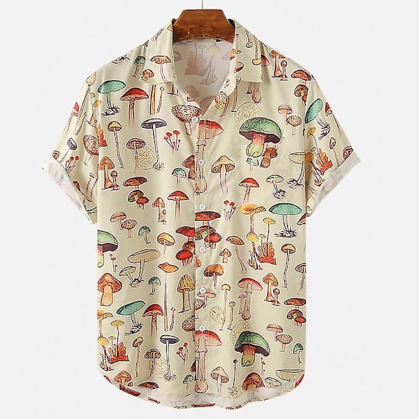 Hawaiiansk sommarskjorta för män med kort ärm, färgglada element XL