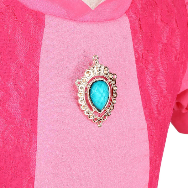 Prinsessan Peach-kostym för flickor - Rosa Halloween-festklänning med tillbehör 5-6 Years