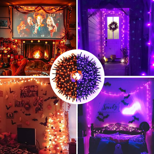 200 LED Flerfärgade Julbelysning Utomhus Vattentät, Utbyggbar 20m Orange and Purple Connectable 200 LED