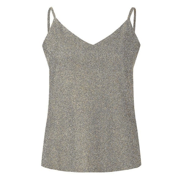 Damtröjor med glitterband Sexiga Sparkle Cami Swing Vest Klubbkläder Golden L