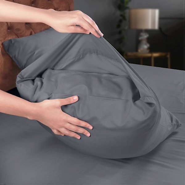 Sängkläder Polyester Mikrofiber Bäddset (3 delar, Grå) - 1 Dra-på-lakan 90x190cm, 1 Överlakan 167x243 cm och 1 Örngott 50x75cm