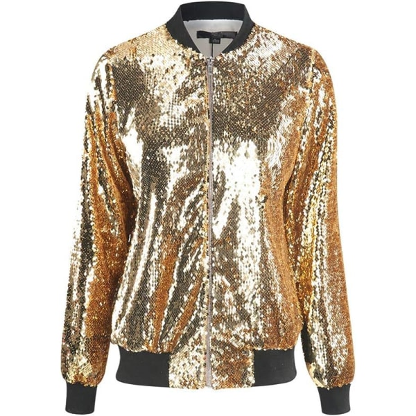 Sequin Flash Långärmad Dragkedja Pilotjacka Cosplay Prestanda Kostym golden M