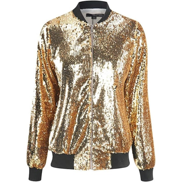 Sequin Flash Långärmad Dragkedja Pilotjacka Cosplay Prestanda Kostym golden XXL