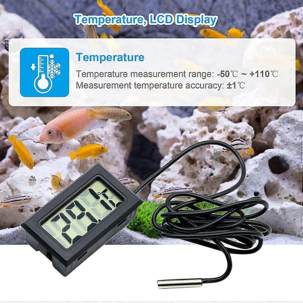 Mini Termometer Digital LCD Termometer Temperaturmätare med Extern Sond (3st Svart)