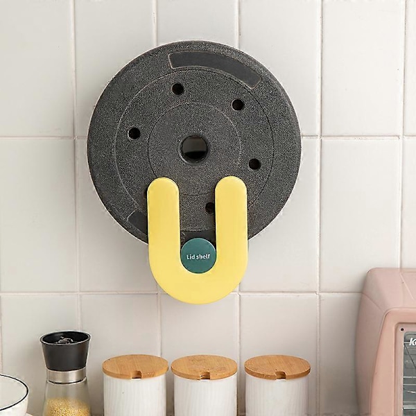 Förvaringsställ för lock med dräneringslock, kök (gulgrön)