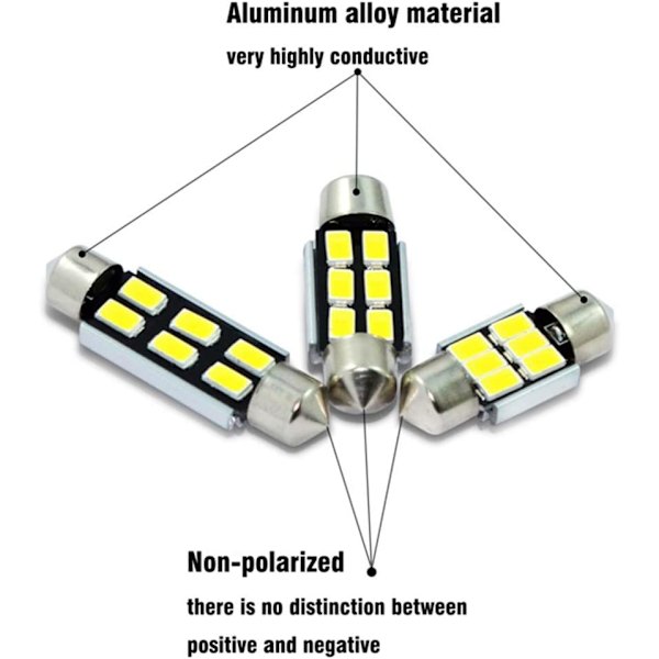SOCAL-LED 2x 4210 42mm Festoon LED Lampor Canbus 6W Högeffekts Br