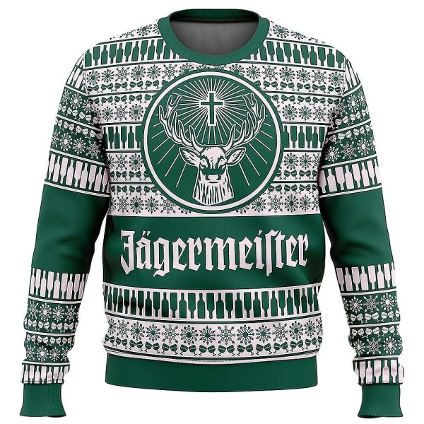 Jagermeister Ful Jultröja Pullover Herr 3D Tröja Toppar 1 5XL