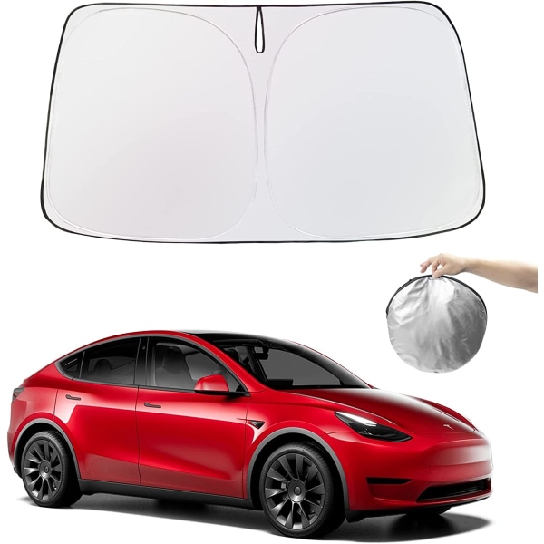 Tesla Model Y Model 3 Vindrute Solskydd Vikbart Solvisir Skydd