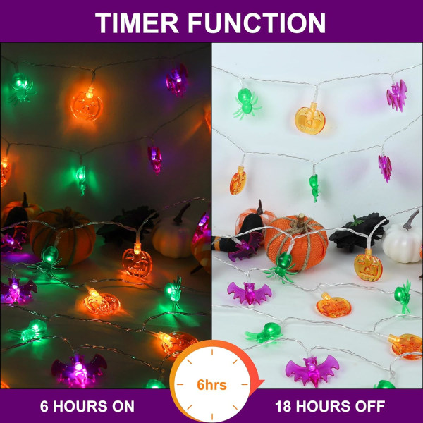 [Timer & 8 lägen] Julfönsterbelysningsdekorationer, 138 LED Snowfla Halloween Bat Spider Pumpkin