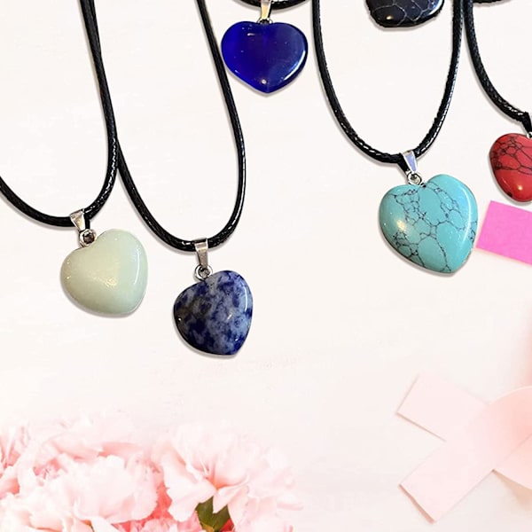 20 st Hjärtformade Stenberlocker Charm Kristall Chakra Pärlor fo 30PC + presentförpackning
