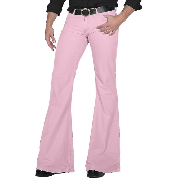70-talsdiscobyxor för män herr jeansbyxor med klockbotten 60-tal 70-talsbyxor Vintage jeansbyxor Jeans för män 8 februari A007-pink Medium