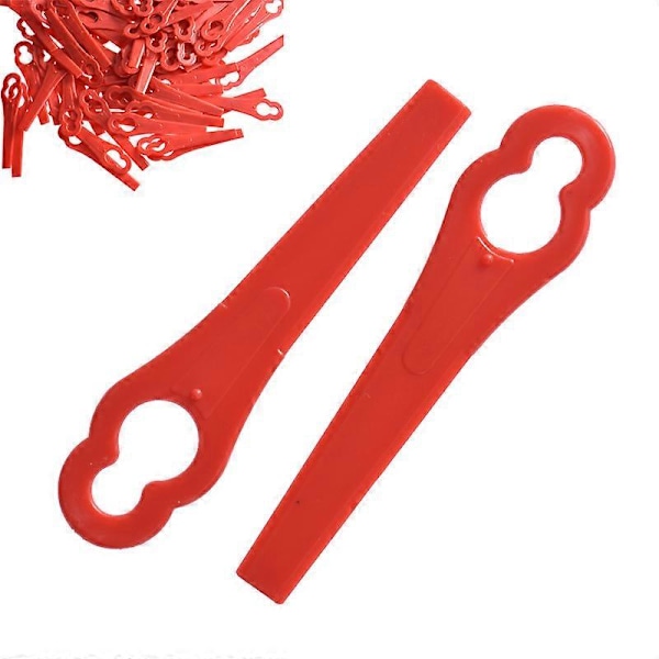 Förpackning med 100 Ersättningsblad i Plast för LIDL Florabest Kanttrimmer - Längd 8,3cm
