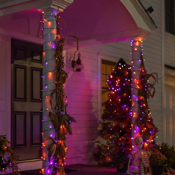 Ljusstrimma med 200 LED-lampor, 20 meter lång, för julbelysning Purple and Orange 400 LED
