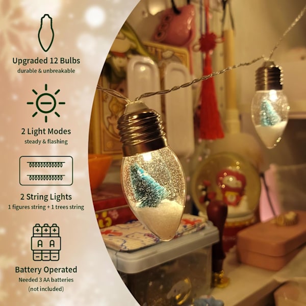 Julbelysning 2Pack 12 LED 7.87ft Juldekorationer String Ligh 2 Pack