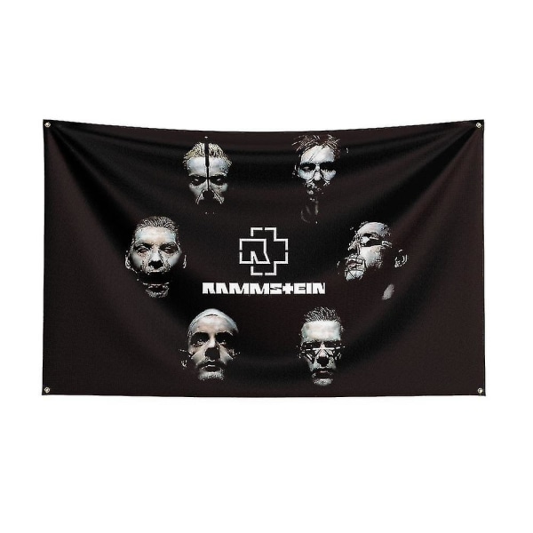 3x5ft Rammstein Rockband Flagga Polyester Digitaltryck Musikminnesmärke Banner för Dekoration J0451 60 x 90cm