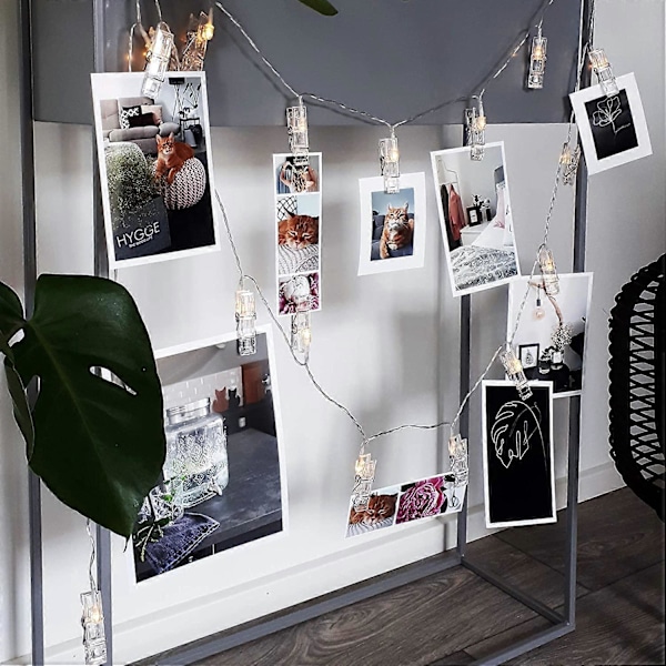 6M 40LED LED-fotohållare ljusslinga, med klämmor, 120 lm, IP20, 6m
