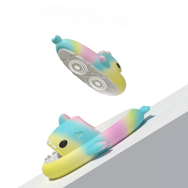 Rainbow Cloud Shark Tofflor Gradient Färg gulgrönt pulver 43
