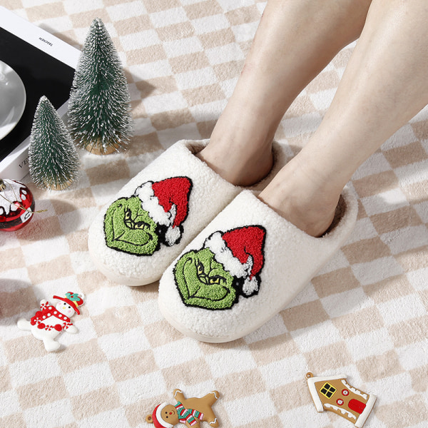 Merry Grinchmas Broderade Tofflor, Jul Grinch Tofflor 39 40