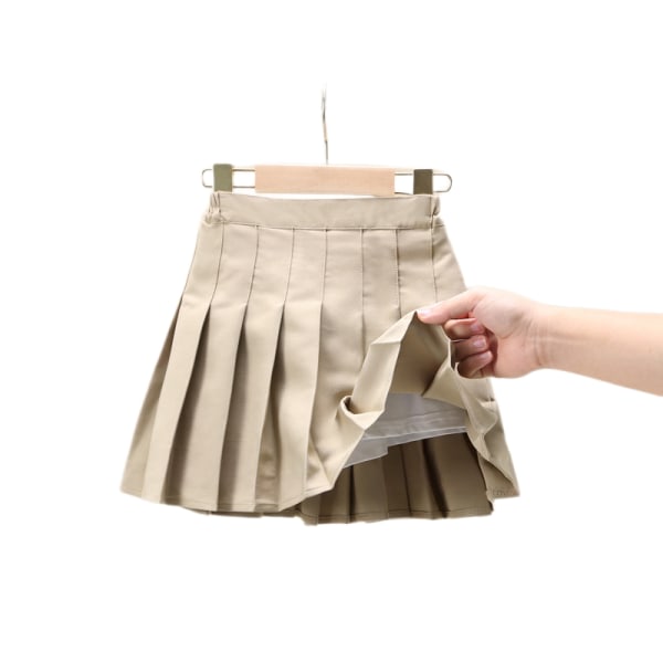 A-linje barnkjol kort veckad kjol En khaki 100cm