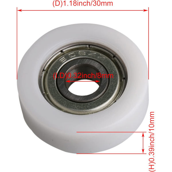 30MM OD 608ZZ Lager Platt Spår Kullager Guide Remhjul