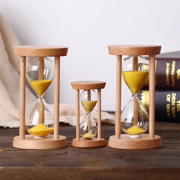 3 Minuters Timglas Sand Timer - Rund Glas Trä Sandklocka