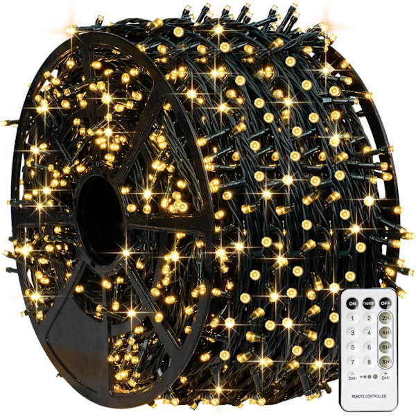 1000 LED-julkulor, 100 meter Julgranbelysning för utomhusbruk med kontakt Warm White