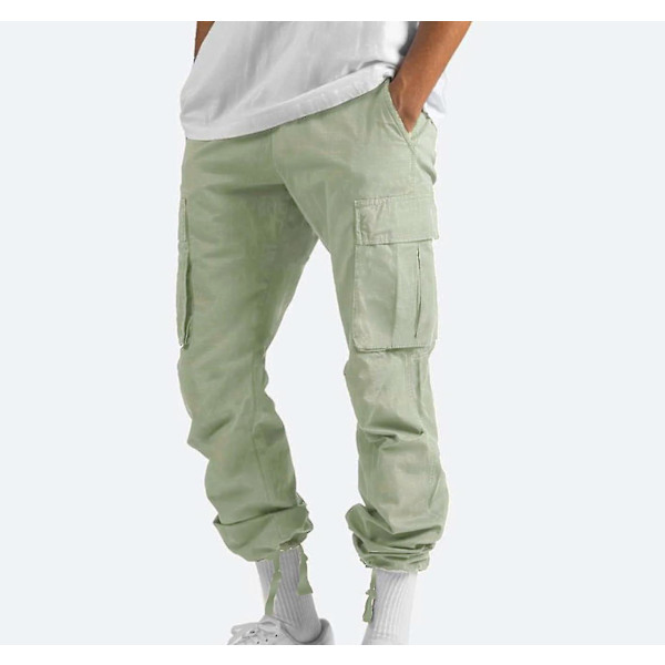 Män Casual Solid Flera Fickor Utomhus Rak Typ Fitness L Green