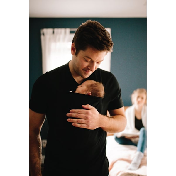 Männs Känguru-Pappa T-shirtar Babybärare T-shirt black M