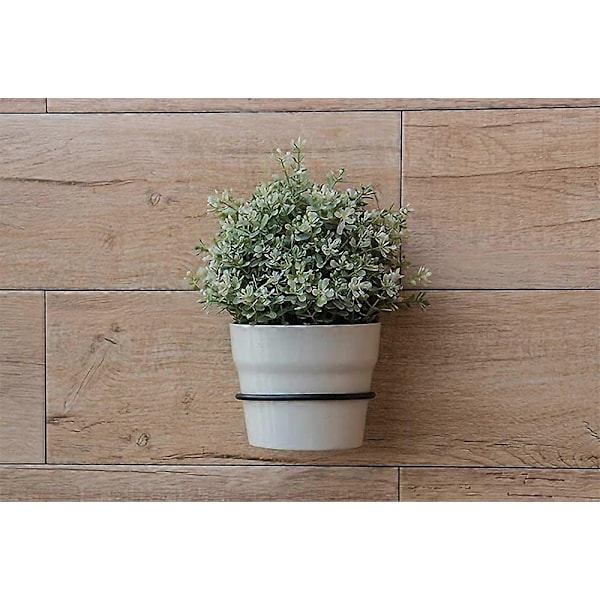 Ett set med 3 blomkrukshylla - Hängande järnram - Svart - Storlek: 15,2 cm
