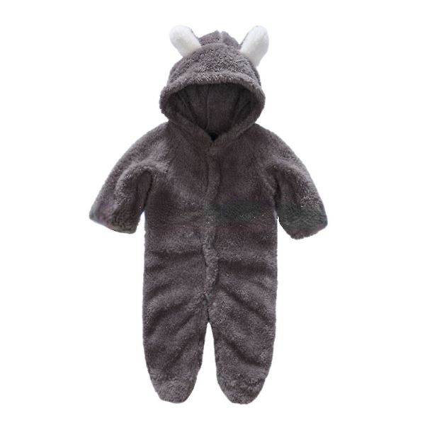Nyfödda Bebis-Rompers Höst Vinter Varma Fleece Bebis Pojkar Kostym Grå 6-9M
