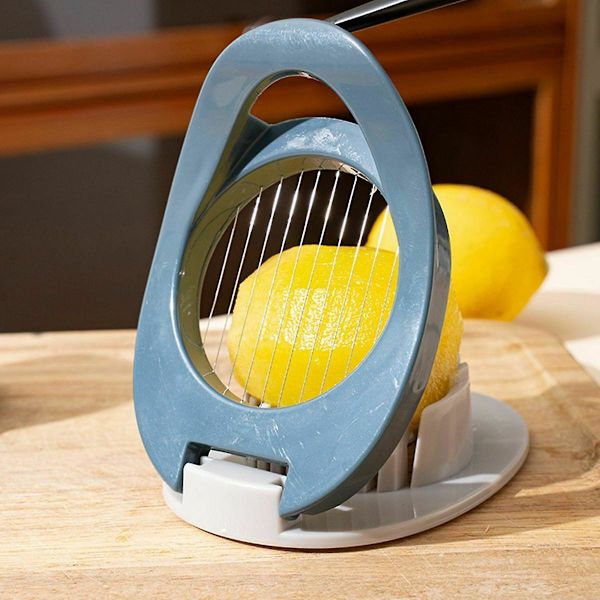 Rostfritt stål kokt ägg Slicer Cutter Chopper Sandwich Slicer Kitch Blue Grey