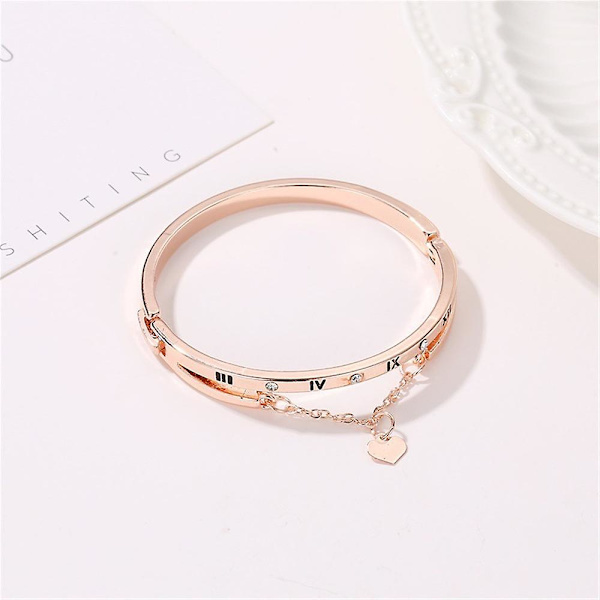 Dam Crystal Diamante Love Armband Roséguld Hjärta Bangel Bröllop Rose Gold
