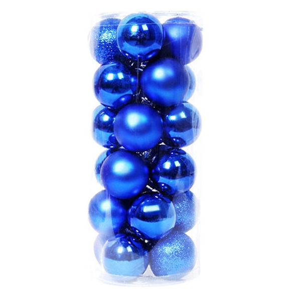24st julbollsprydnader Splittrsäker julgranskulor Dekor Blue 4cm