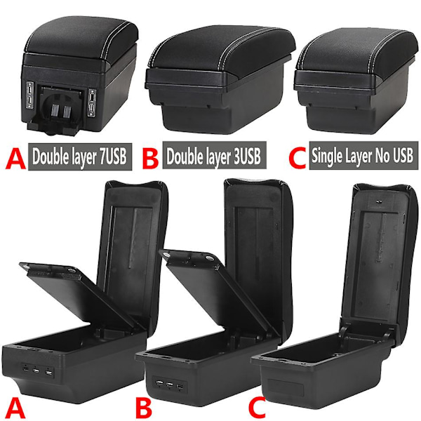 Armstödslåda för Suzuki Swift, för Suzuki Swift 2005-2023 B1 Black red 3USB