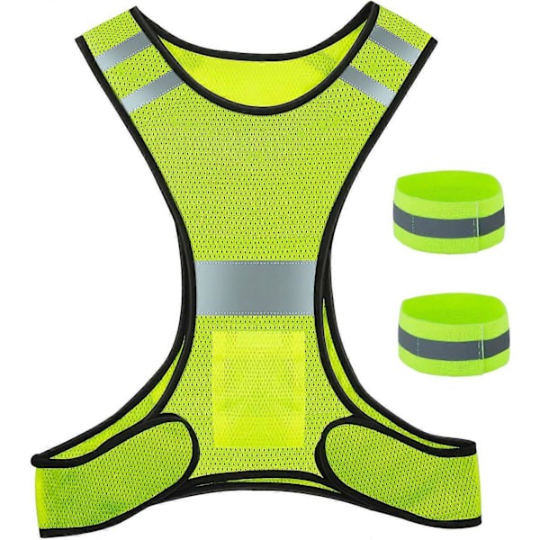 Reflexväst och Armband, Justerbar Reflexväst med Hög Synlighet för Löpning, Cykling och Jogging