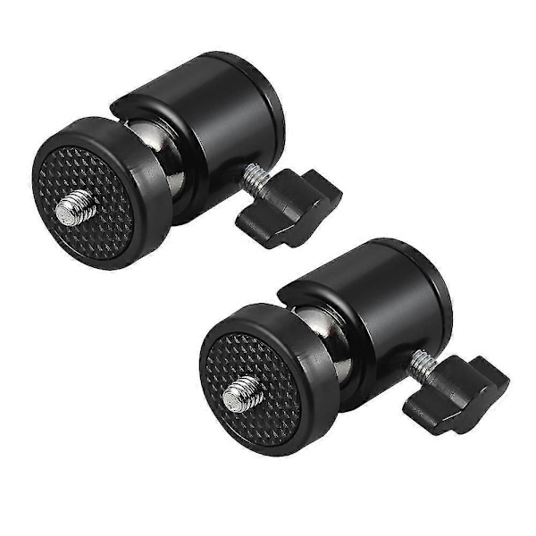2 st 360 Graders Roterande Vridbar Mini Stativ Kulhuvud Med 1/4\" Skruvgänga Basfäste För Dslr Kamera Videokamera Led Ljusfäste