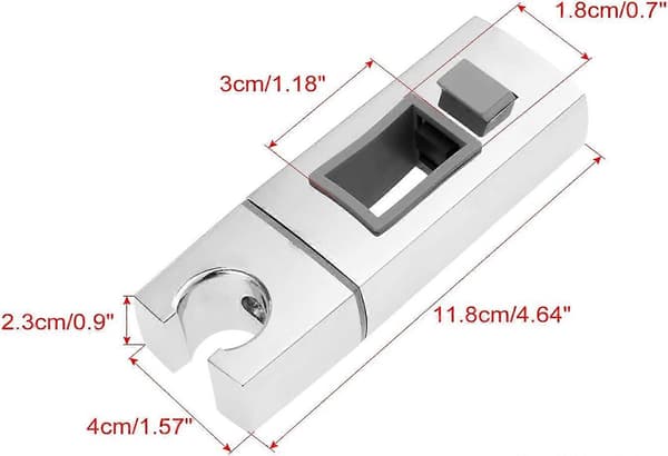 Glidande duschhuvudhållare för stång-18 x 30mm-Rektangulär, ABS Krom