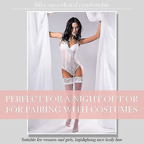 Spets Sheer Thigh High3 Par Strumpor Opaque Hold Up One Size For Bla
