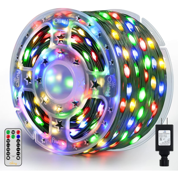 Ollny Christmas Lights 800LED 262FT Plug in, IP67 Waterproof Green Wir Multicolor 800LED