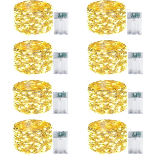 4-pack Fairy Lights batteridriven med timer, vattentät 16FT 50 LE Warm White 8 pack 50 LED