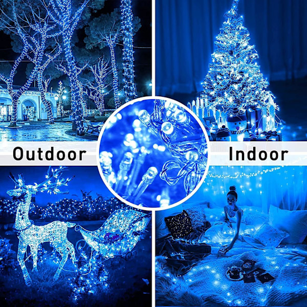 Varmvit julbelysning inomhus, 33ft 100 LED julslinga Blue