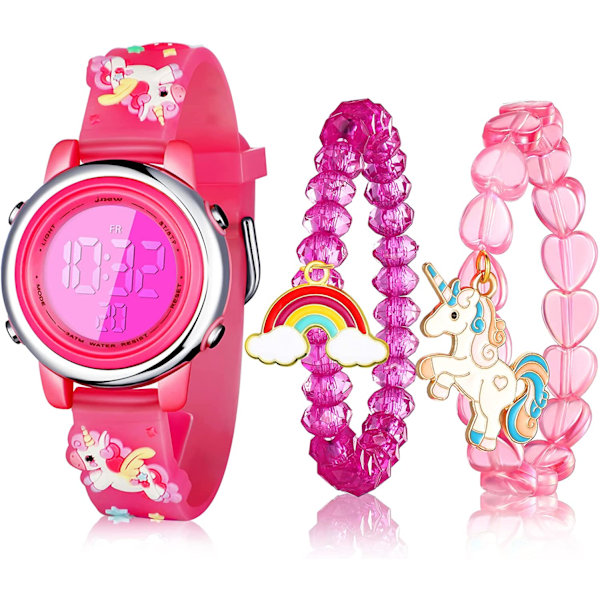 3-pack Barn Unicorn Klocka och Armband Digitalt Rolig stil